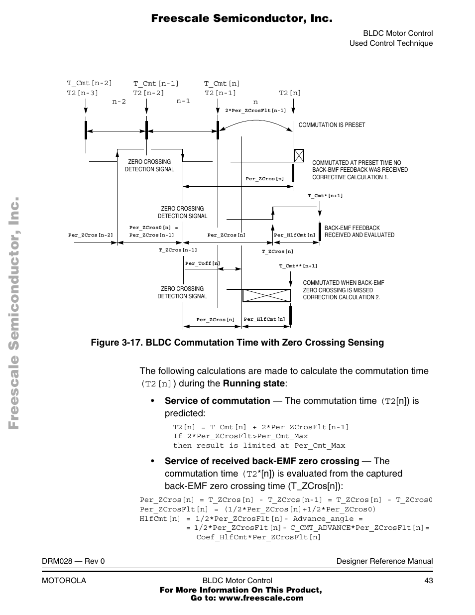 Bldc commutation time with zero crossing sensing | Motorola M68HC08 User Manual | Page 43 / 168