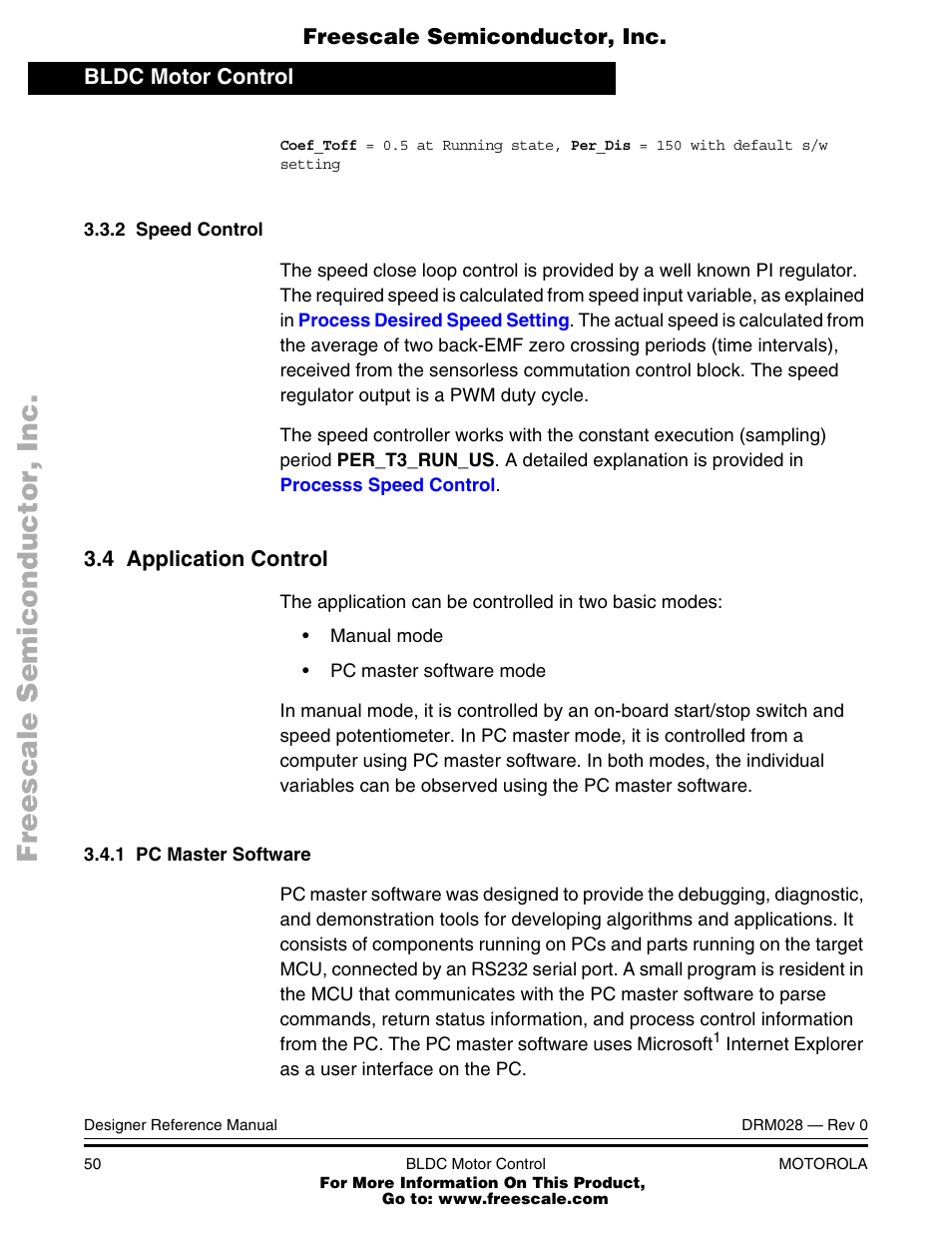 4 application control, Application control | Motorola M68HC08 User Manual | Page 50 / 168