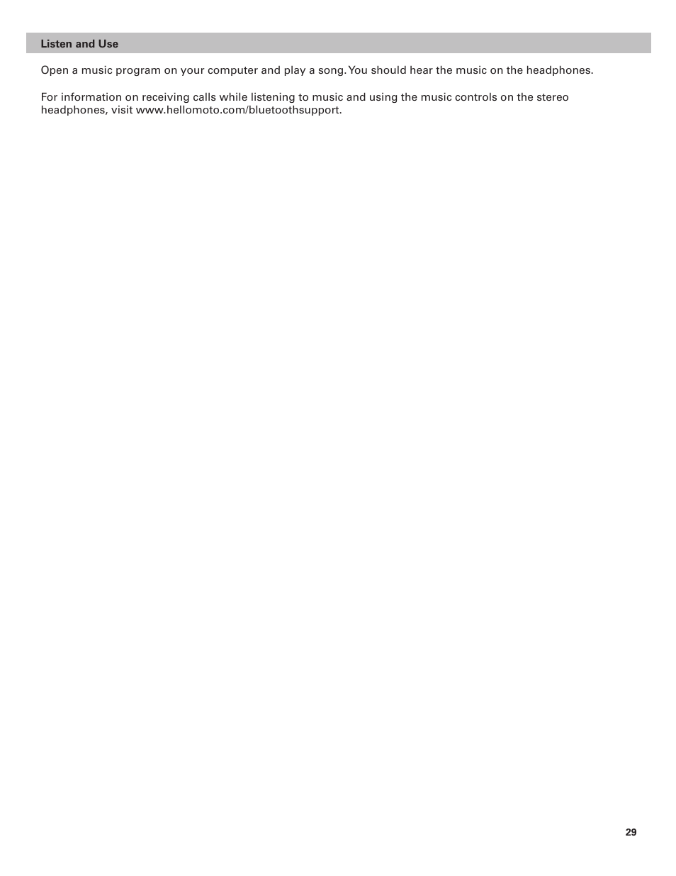 Motorola BLUETOOTH STEREO HEADPHONES User Manual | Page 29 / 36