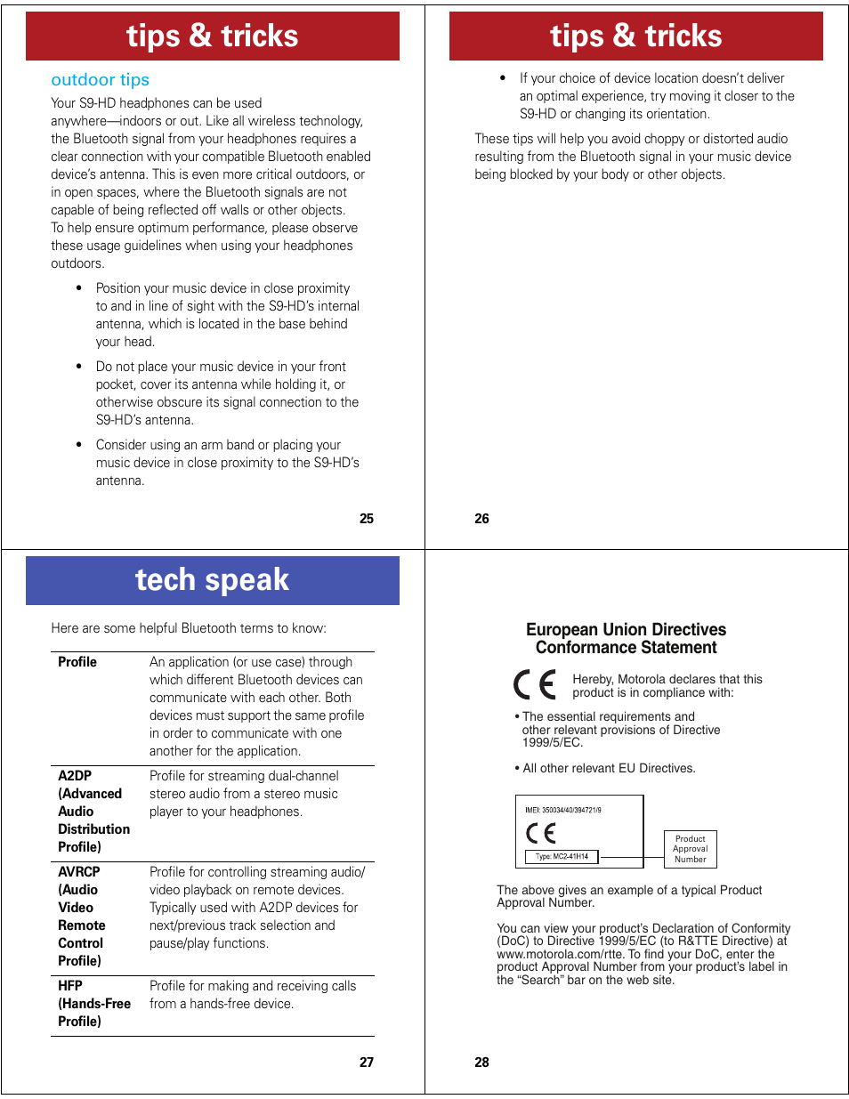 Tips & tricks, Tech speak | Motorola MOTOROKR S9-HD User Manual | Page 7 / 15