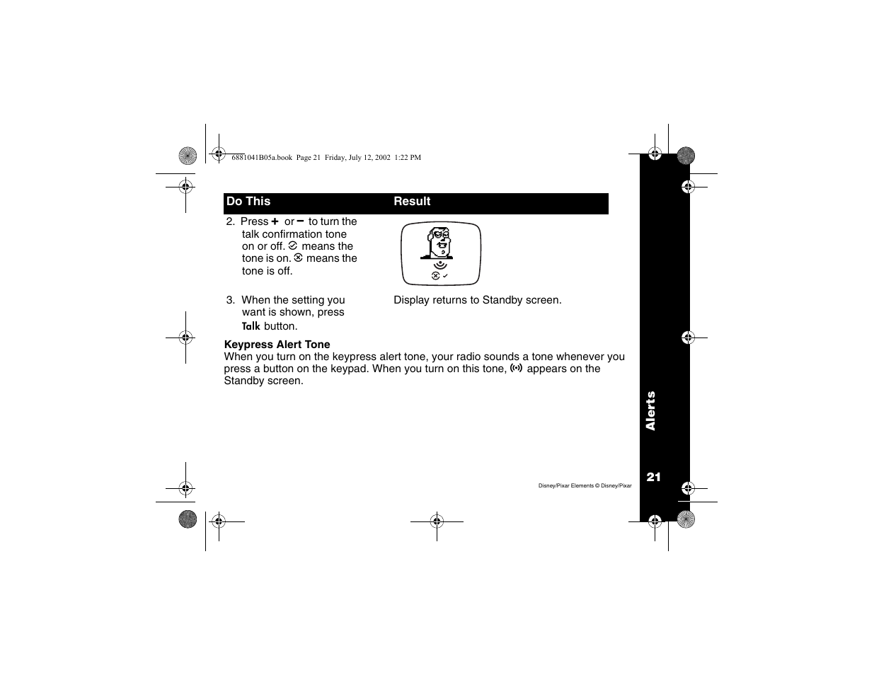 Keypress alert tone | Motorola 2 Way FRS Radio User Manual | Page 27 / 44