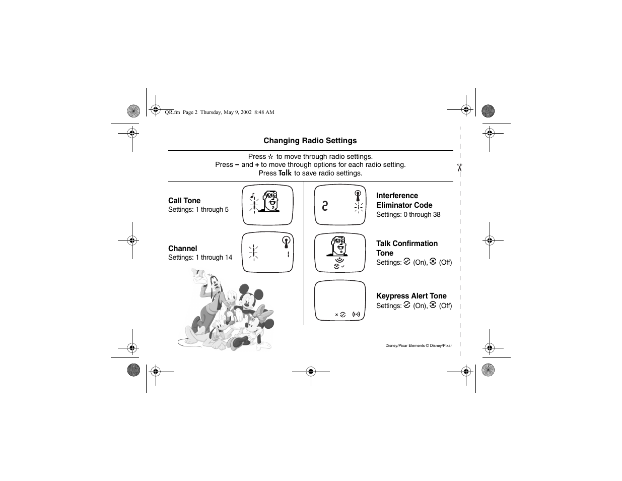 Changing radio settings | Motorola 2 Way FRS Radio User Manual | Page 4 / 44