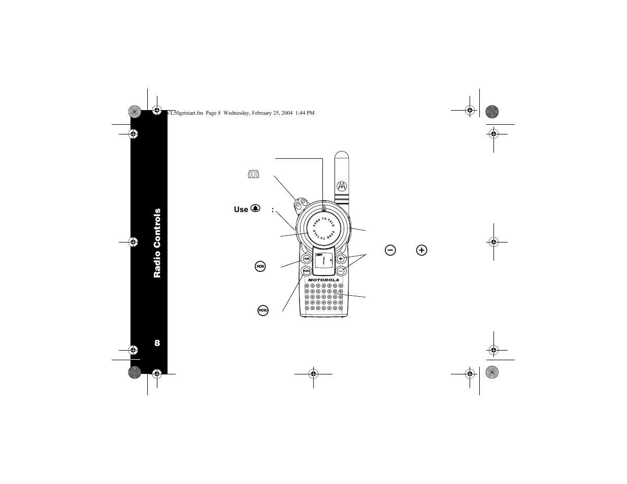 Radio controls | Motorola VL50 User Manual | Page 9 / 53