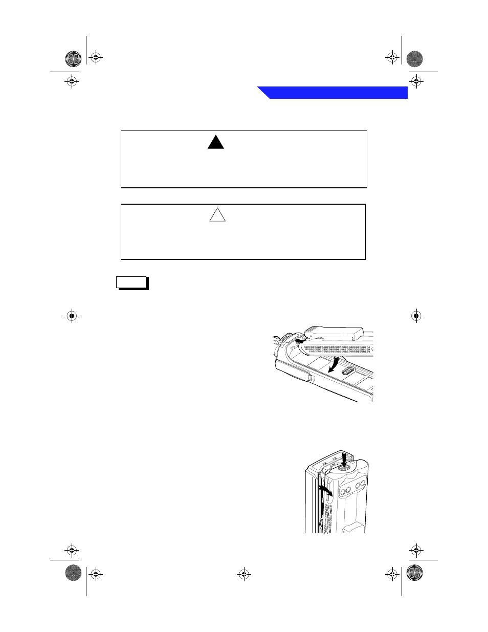 Battery installation and removal, Installing the battery, Removing the battery | Warning, Caution | Motorola BASIC XTS 3000 User Manual | Page 11 / 52