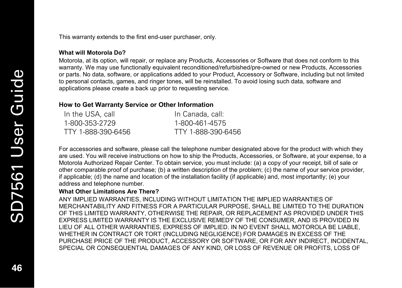 Sd7561 user guide | Motorola SD7561 User Manual | Page 58 / 60