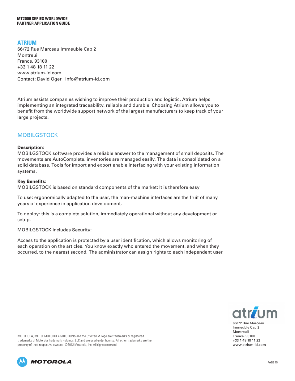 Atrium, Mobilgstock | Motorola MT2000 User Manual | Page 15 / 26