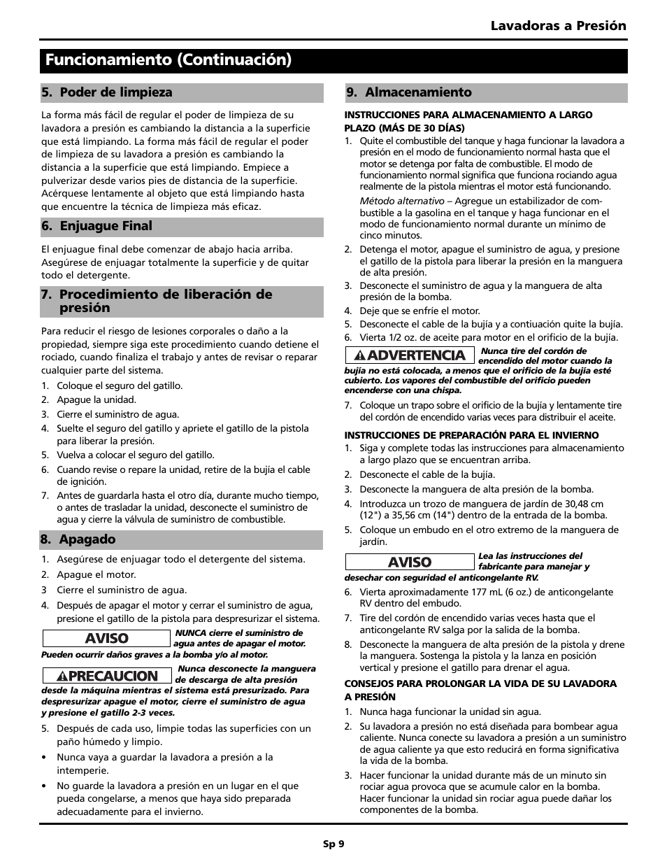 Funcionamiento (continuación), Lavadoras a presión | Maxus PW2515 User Manual | Page 41 / 48