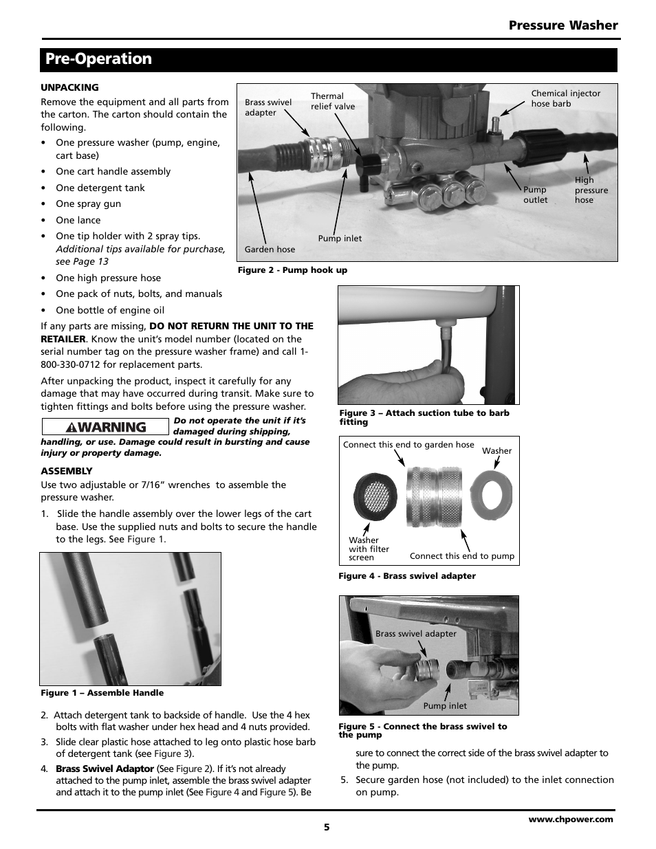 Pre-operation, Pressure washer | Maxus PW2515 User Manual | Page 5 / 48