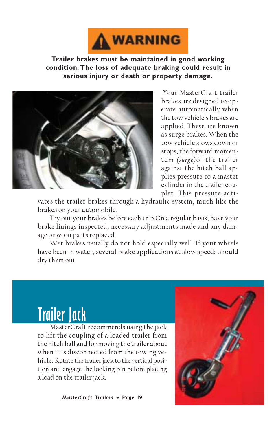Trailer jack | MasterCraft Trailer User Manual | Page 20 / 33