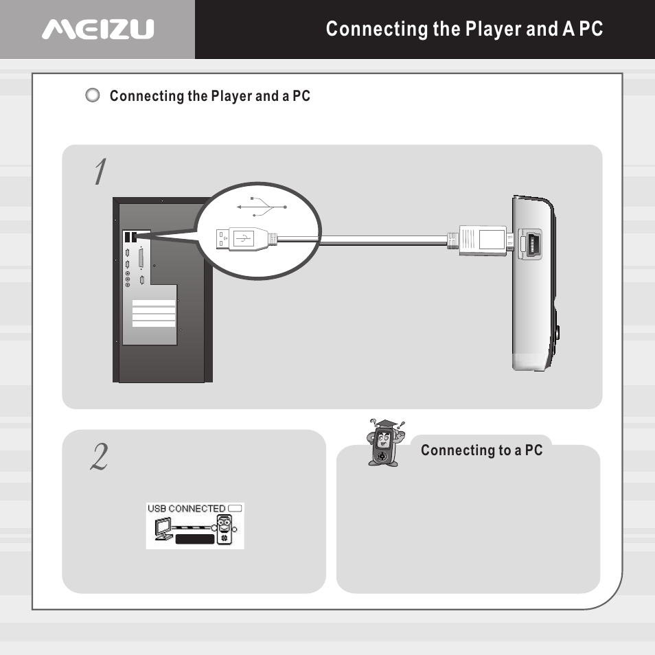 Connecting the player and a pc, Connecting to a pc | Meizu X6 User Manual | Page 13 / 72