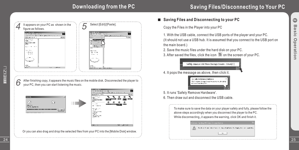 Downloading from the pc, Saving files/disconnecting to your pc | Meizu X3 User Manual | Page 13 / 35