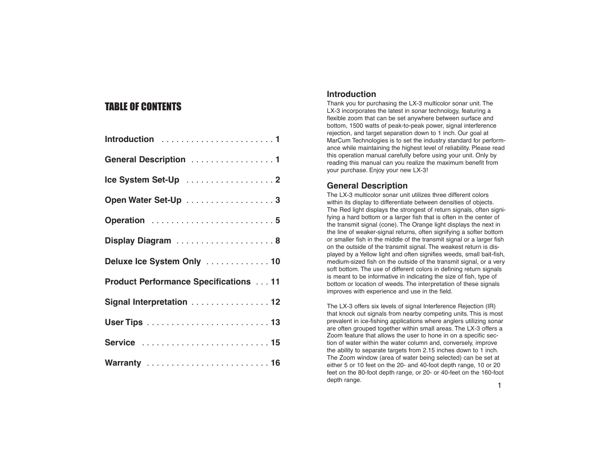 Marcum Technologies MARCUM LX-3 User Manual | Page 2 / 11