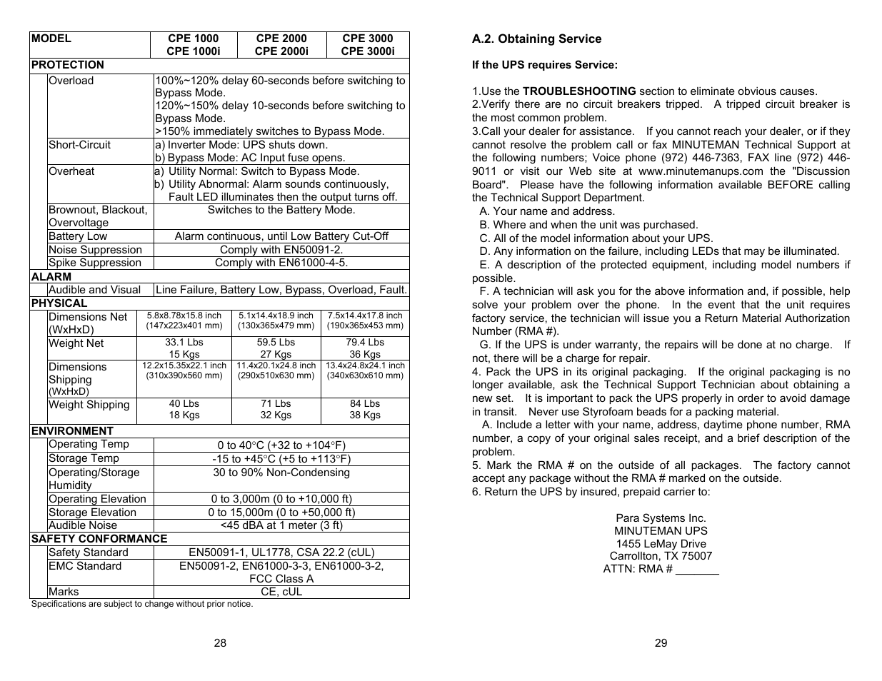 Minuteman UPS CPE 2000 User Manual | Page 16 / 17