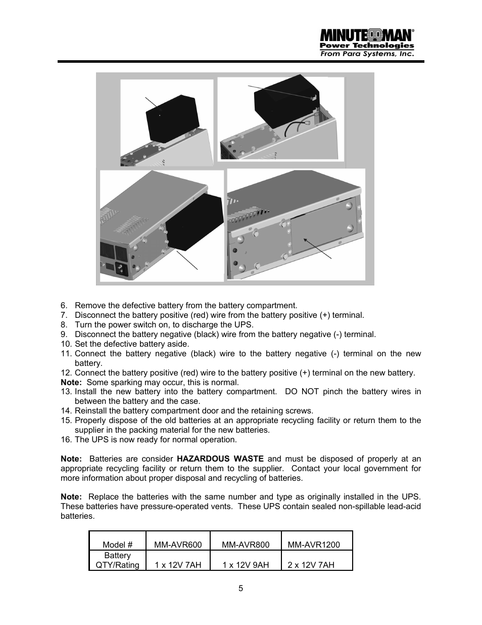 Minuteman UPS MM-AVR User Manual | Page 6 / 12