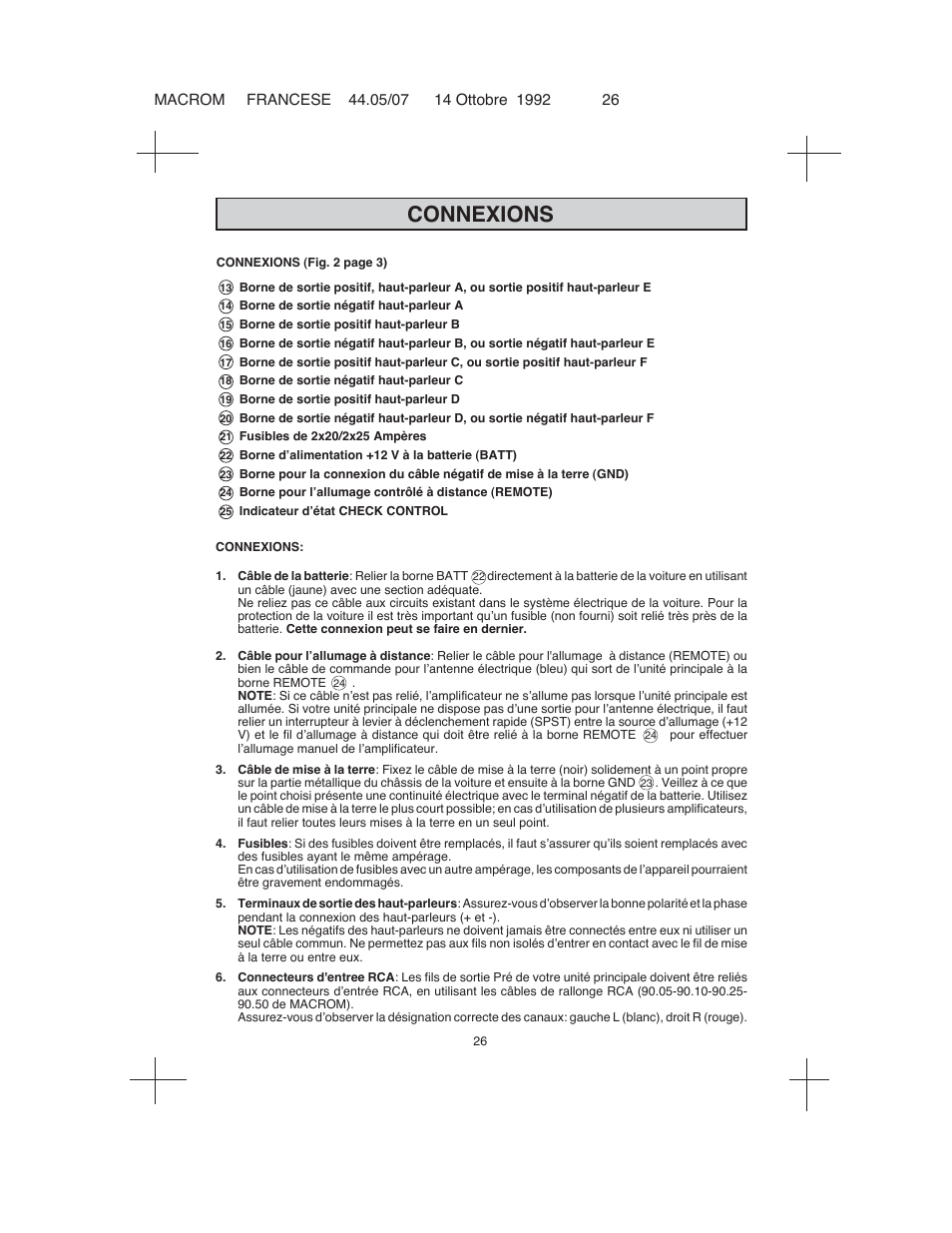 Connexions | Macrom 44.05 User Manual | Page 24 / 44