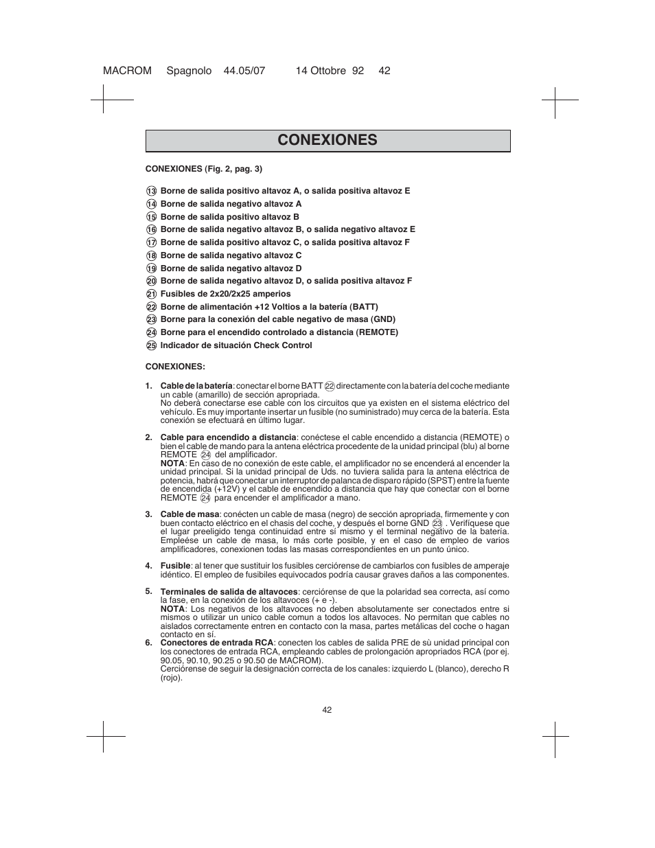 Conexiones | Macrom 44.05 User Manual | Page 40 / 44
