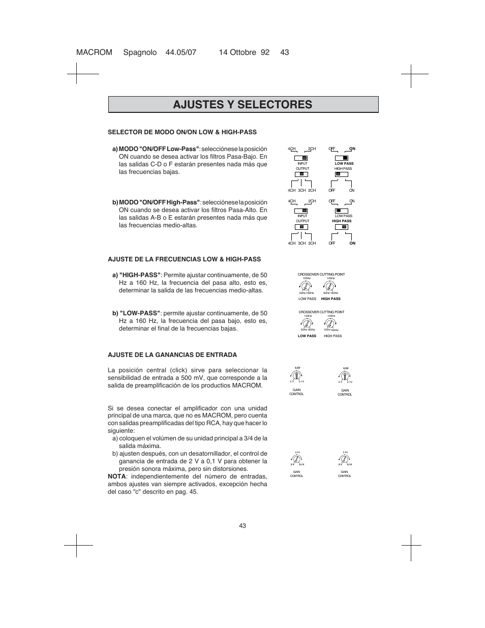 Ajustes y selectores | Macrom 44.05 User Manual | Page 41 / 44