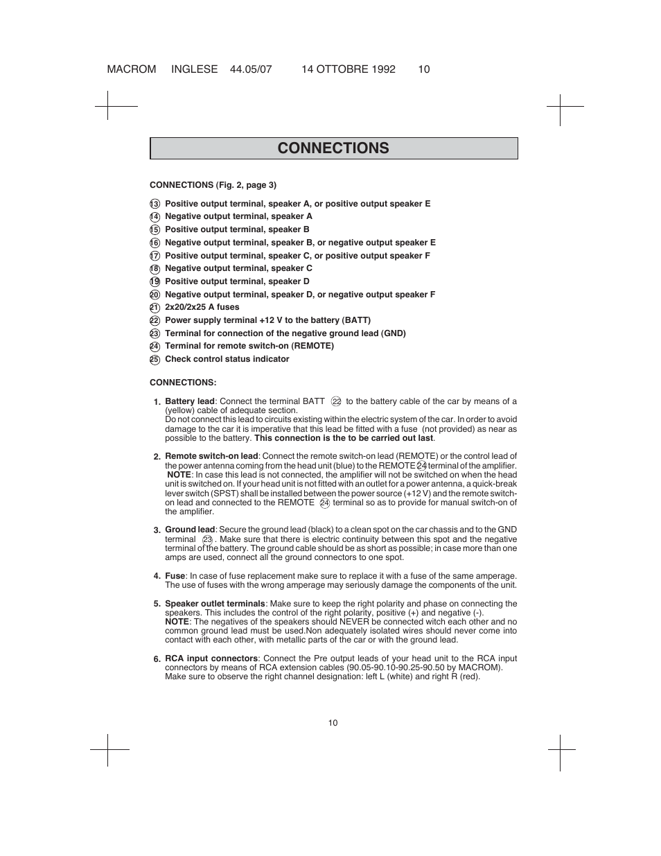 Connections | Macrom 44.05 User Manual | Page 8 / 44