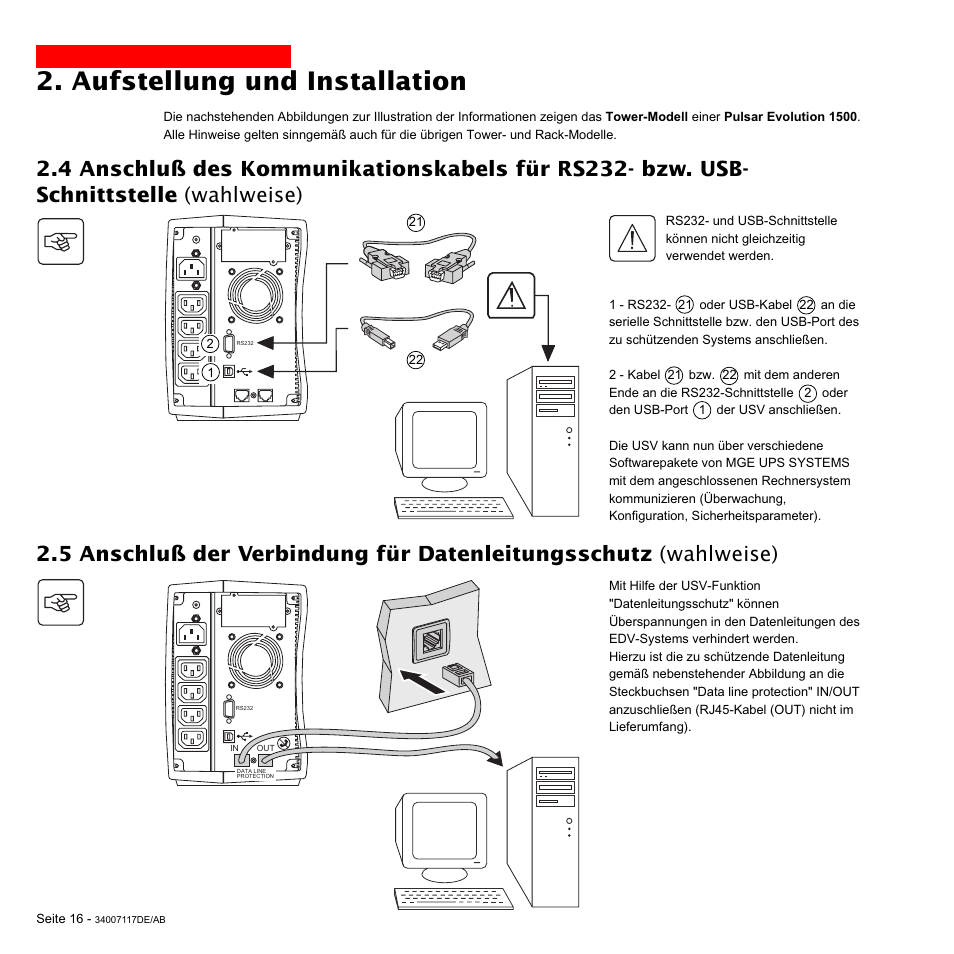 Aufstellung und installation | MGE UPS Systems 800 Rack User Manual | Page 81 / 196
