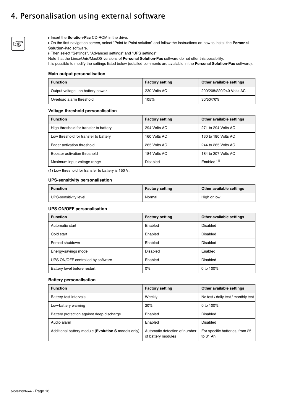 Personalisation using external software | MGE UPS Systems S 1750 RT 2U User Manual | Page 16 / 22