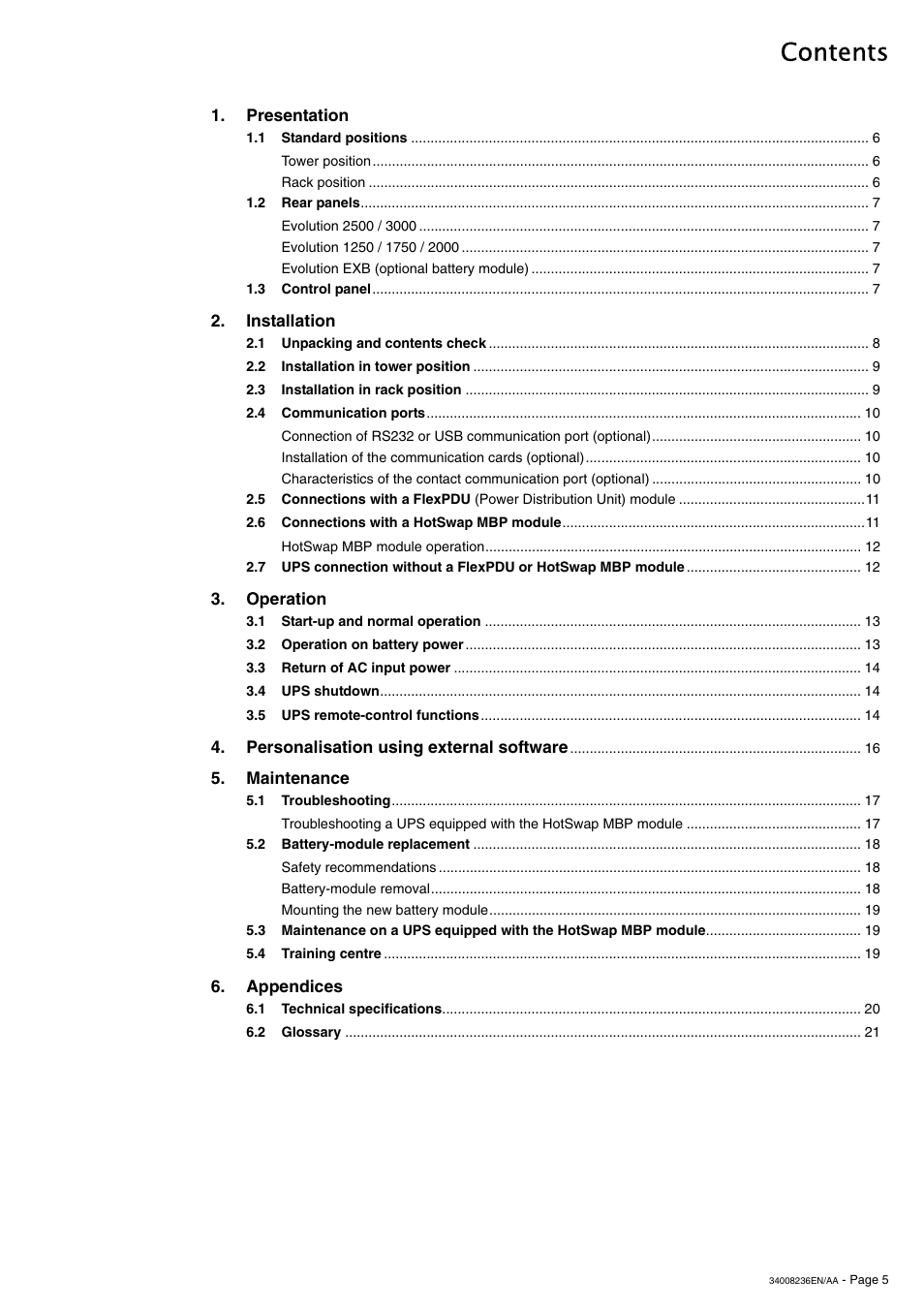 MGE UPS Systems S 1750 RT 2U User Manual | Page 5 / 22