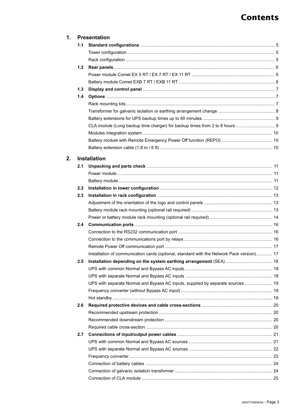 MGE UPS Systems Comet EX 11 RT 3:1 User Manual | Page 3 / 38