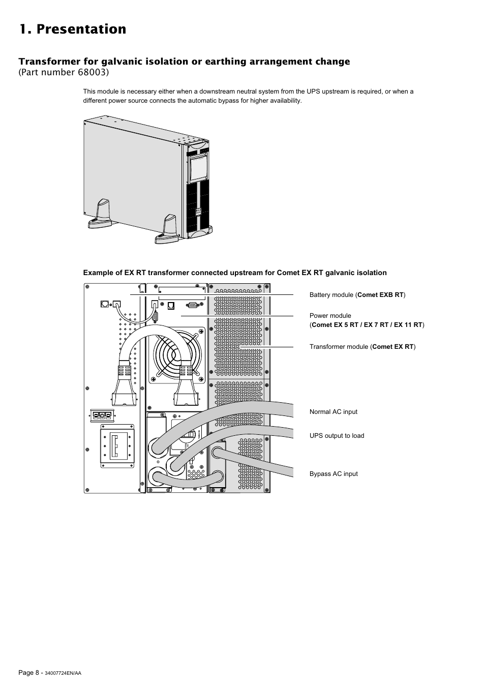 Presentation | MGE UPS Systems Comet EX 11 RT 3:1 User Manual | Page 8 / 38