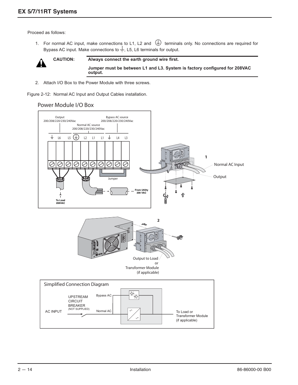 Power module i/o box, Ex 5/7/11rt systems | MGE UPS Systems EX-7 User Manual | Page 40 / 76