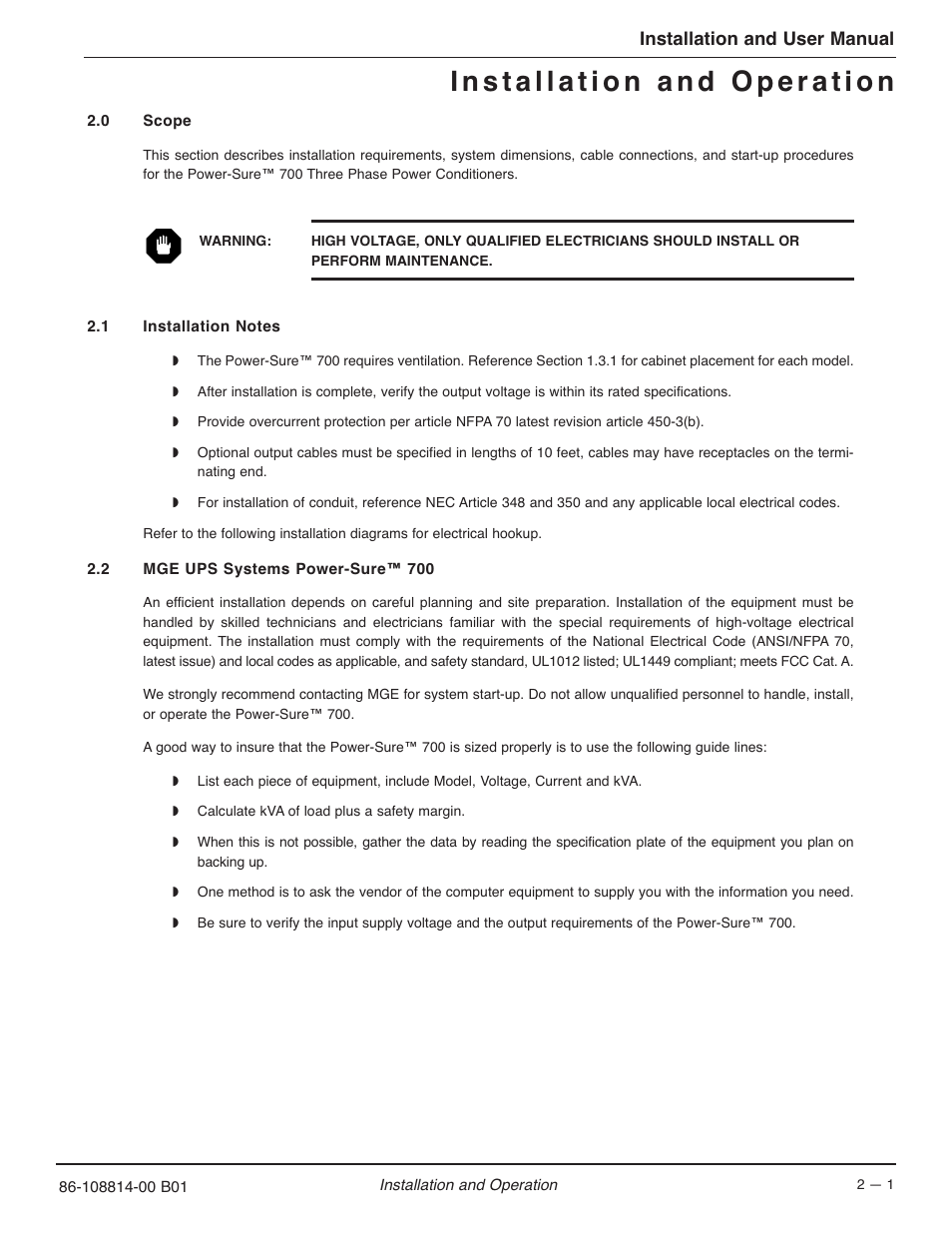 MGE UPS Systems POWER-SURE 700 User Manual | Page 15 / 52