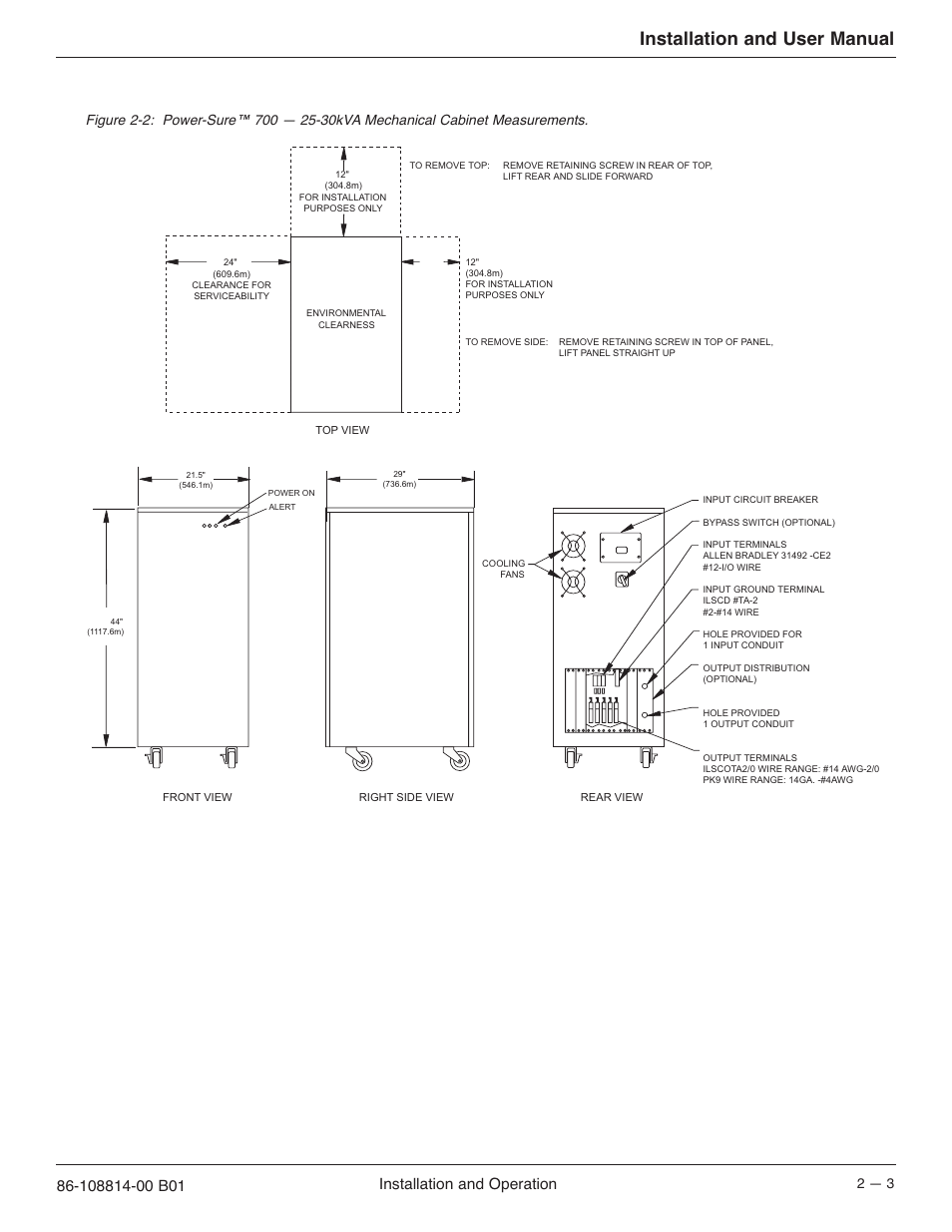 Installation and user manual, Installation and operation | MGE UPS Systems POWER-SURE 700 User Manual | Page 17 / 52