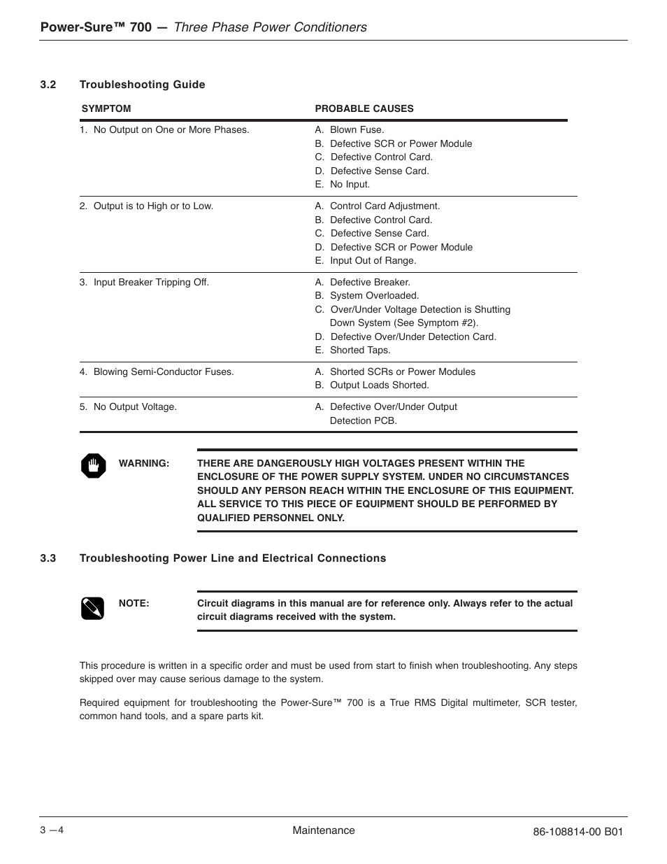 Three phase power conditioners, Power-sure™ 700 | MGE UPS Systems POWER-SURE 700 User Manual | Page 26 / 52