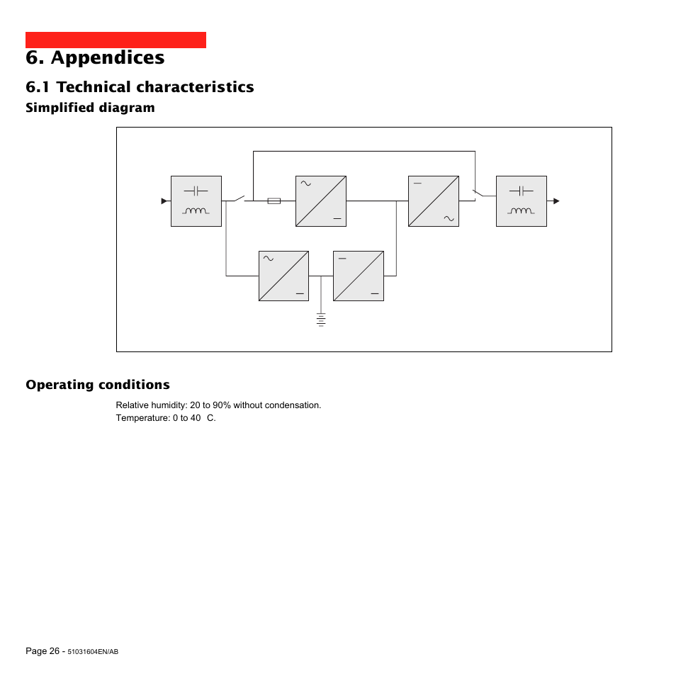 Appendices, 1 technical characteristics | MGE UPS Systems EX 1500 User Manual | Page 26 / 28
