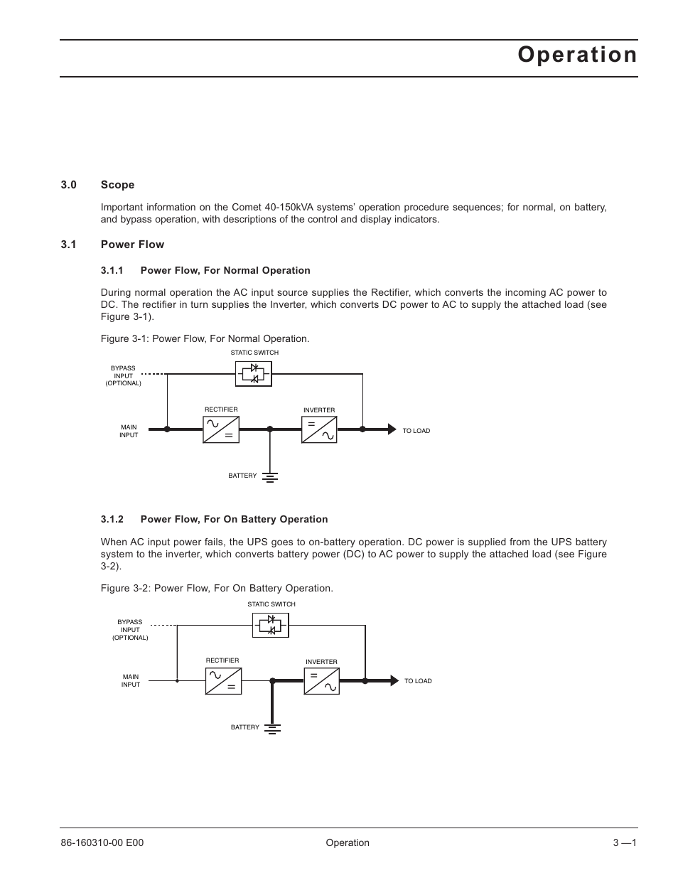 Operation, 0 scope, 1 power flow | MGE UPS Systems 40-150kVA User Manual | Page 33 / 56