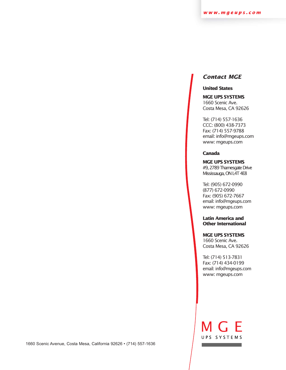 MGE UPS Systems 40-150kVA User Manual | Page 56 / 56