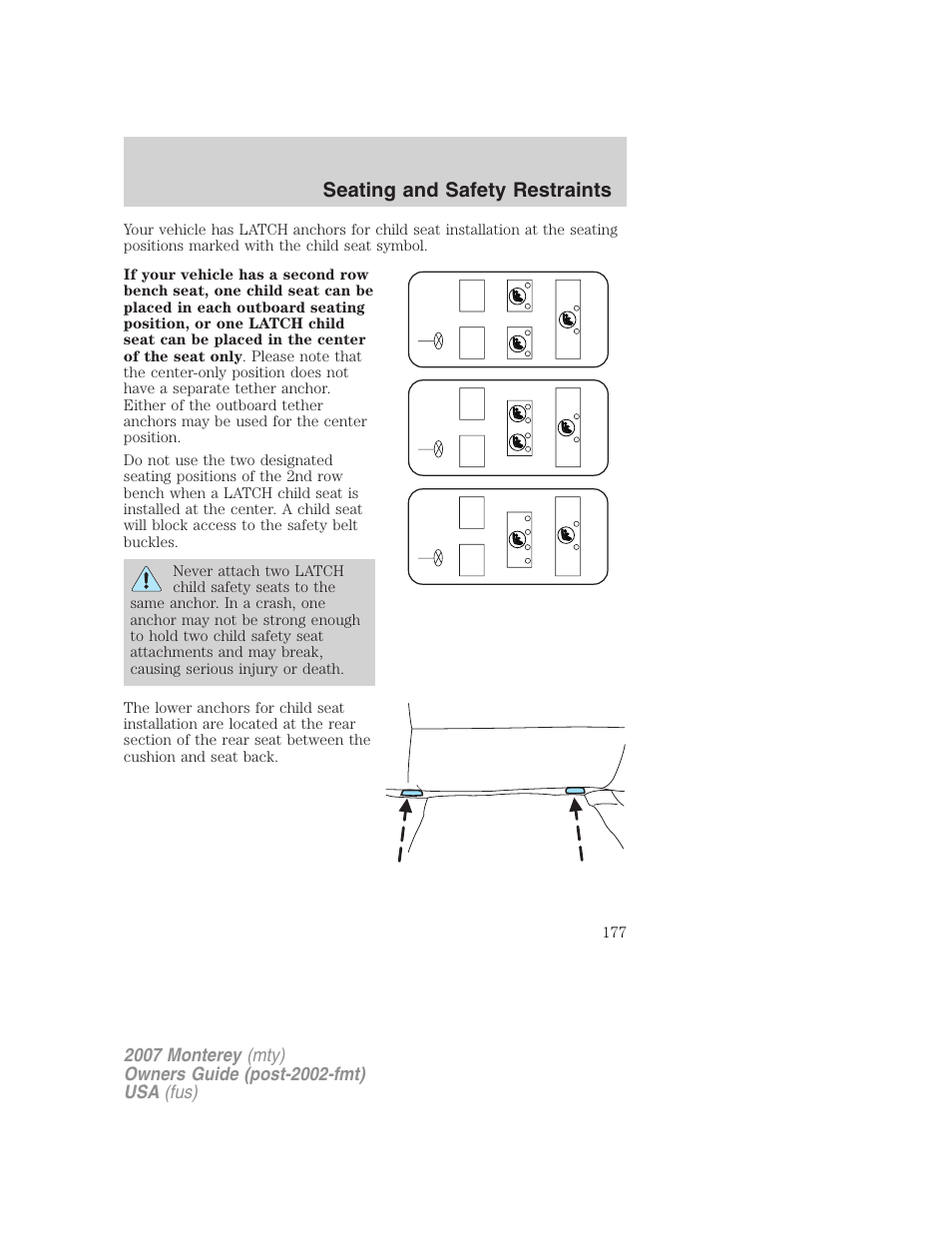Seating and safety restraints | Mercury Mariner Hybrid 2007 User Manual | Page 177 / 312