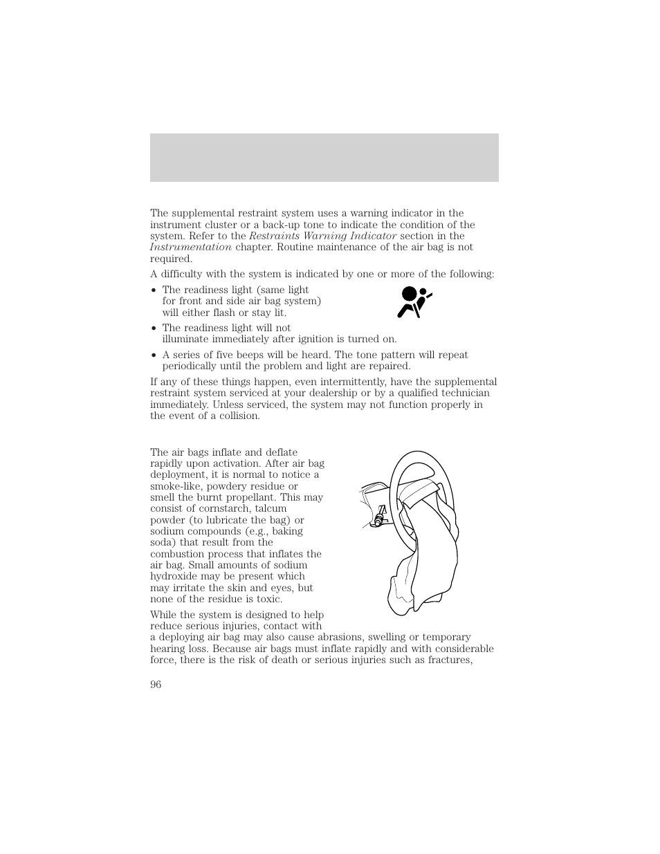 Seating and safety restraints | Mercury Sable 2000 User Manual | Page 96 / 232