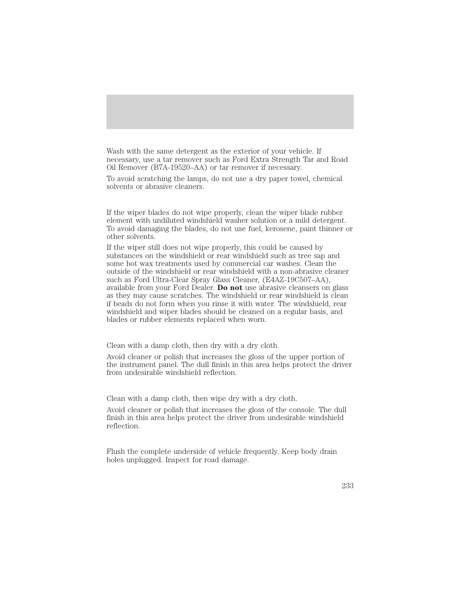 Maintenance and care | Mercury 1999 Villager User Manual | Page 233 / 264