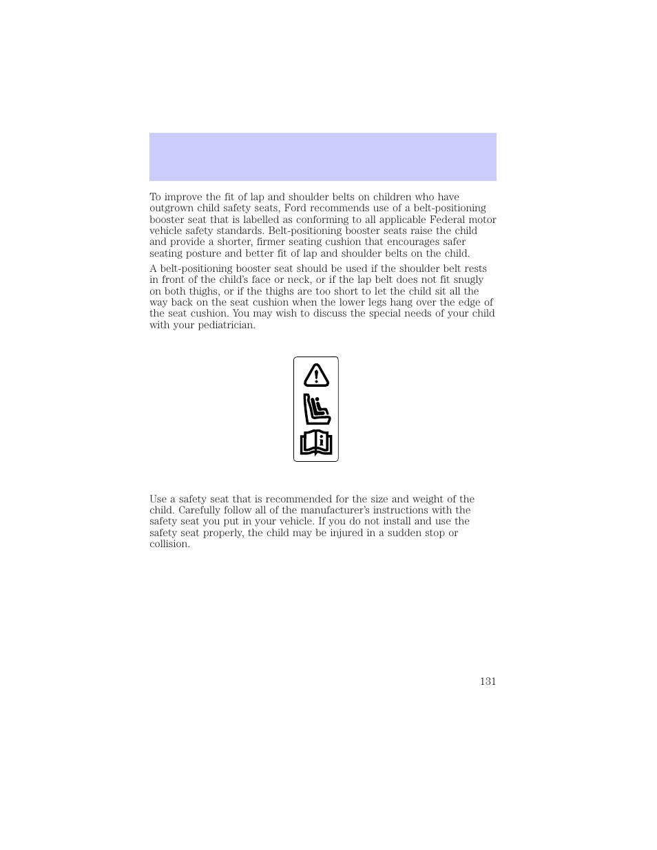 Seating and safety restraints | Mercury Grand Marquis 2002 User Manual | Page 131 / 248