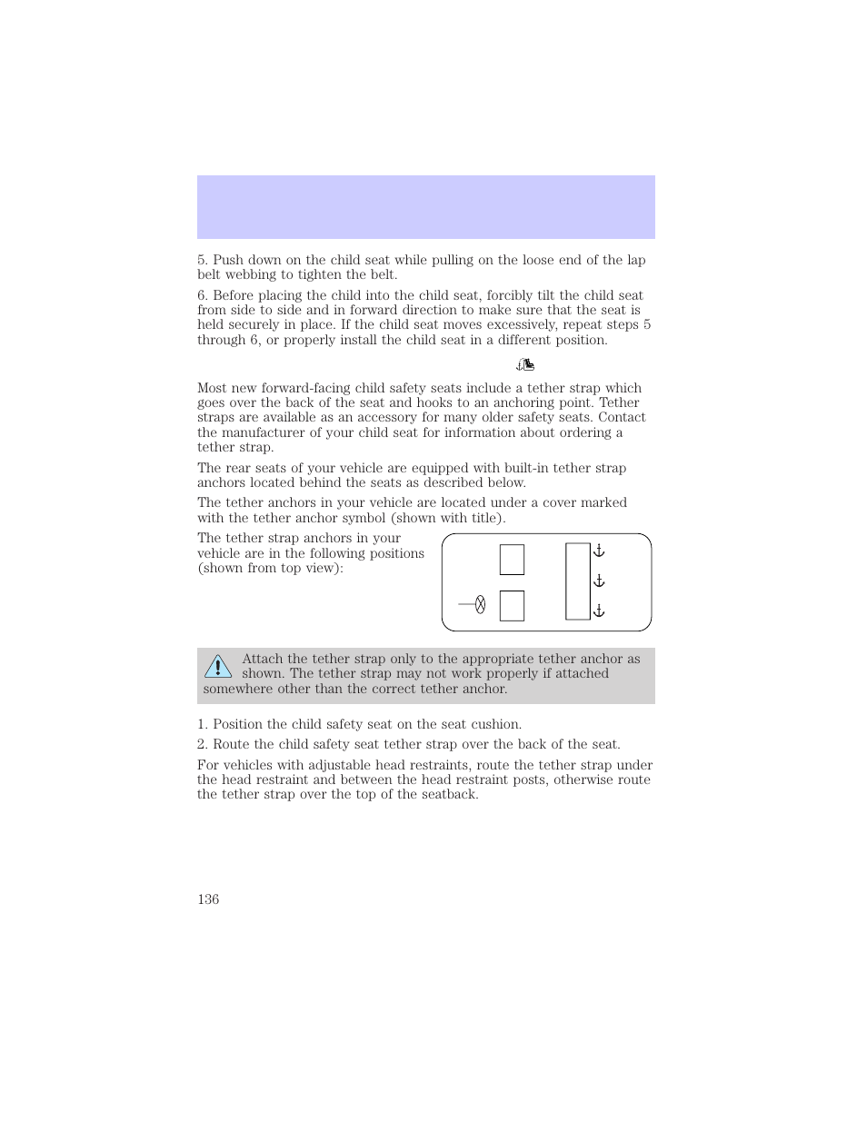 Seating and safety restraints | Mercury Grand Marquis 2002 User Manual | Page 136 / 248