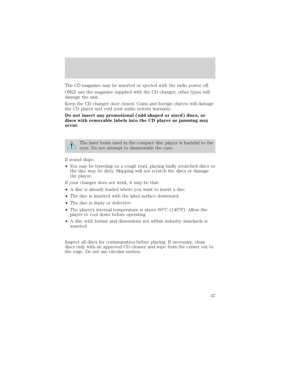 Entertainment systems | Mercury Grand Marquis 2002 User Manual | Page 47 / 248