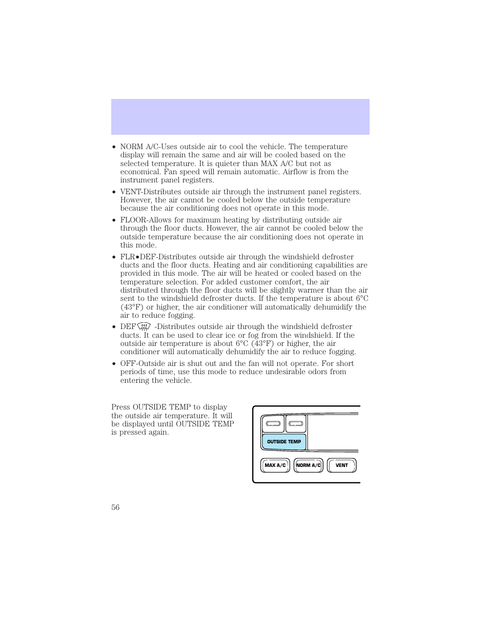 Climate controls | Mercury Grand Marquis 2002 User Manual | Page 56 / 248