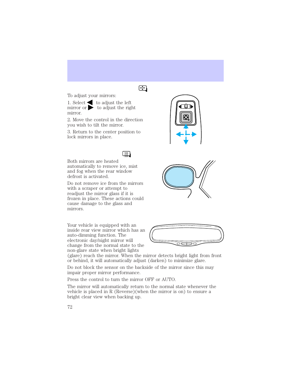 Driver controls | Mercury Grand Marquis 2002 User Manual | Page 72 / 248