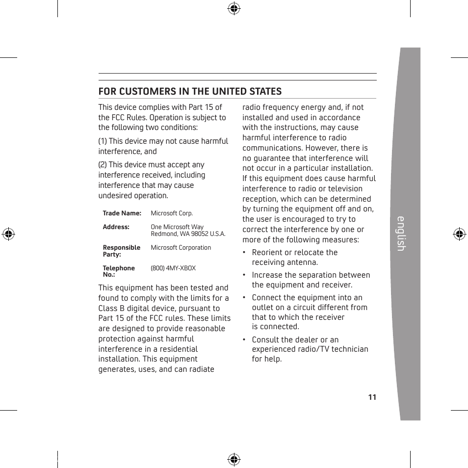En gli sh, For customers in the united states | Microsoft 120 GB Hard Drive User Manual | Page 11 / 44