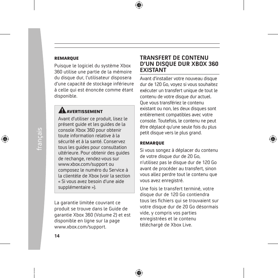 Fr an ça is | Microsoft 120 GB Hard Drive User Manual | Page 14 / 44