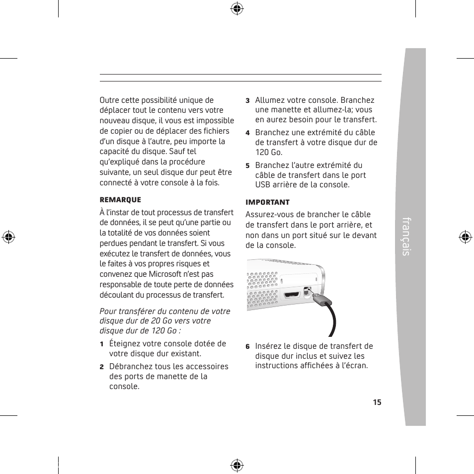 Fra nç ais | Microsoft 120 GB Hard Drive User Manual | Page 15 / 44