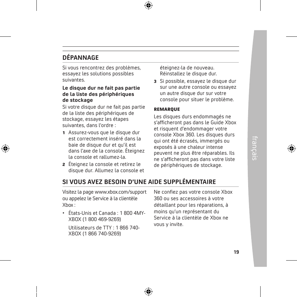 Fra nç ais | Microsoft 120 GB Hard Drive User Manual | Page 19 / 44