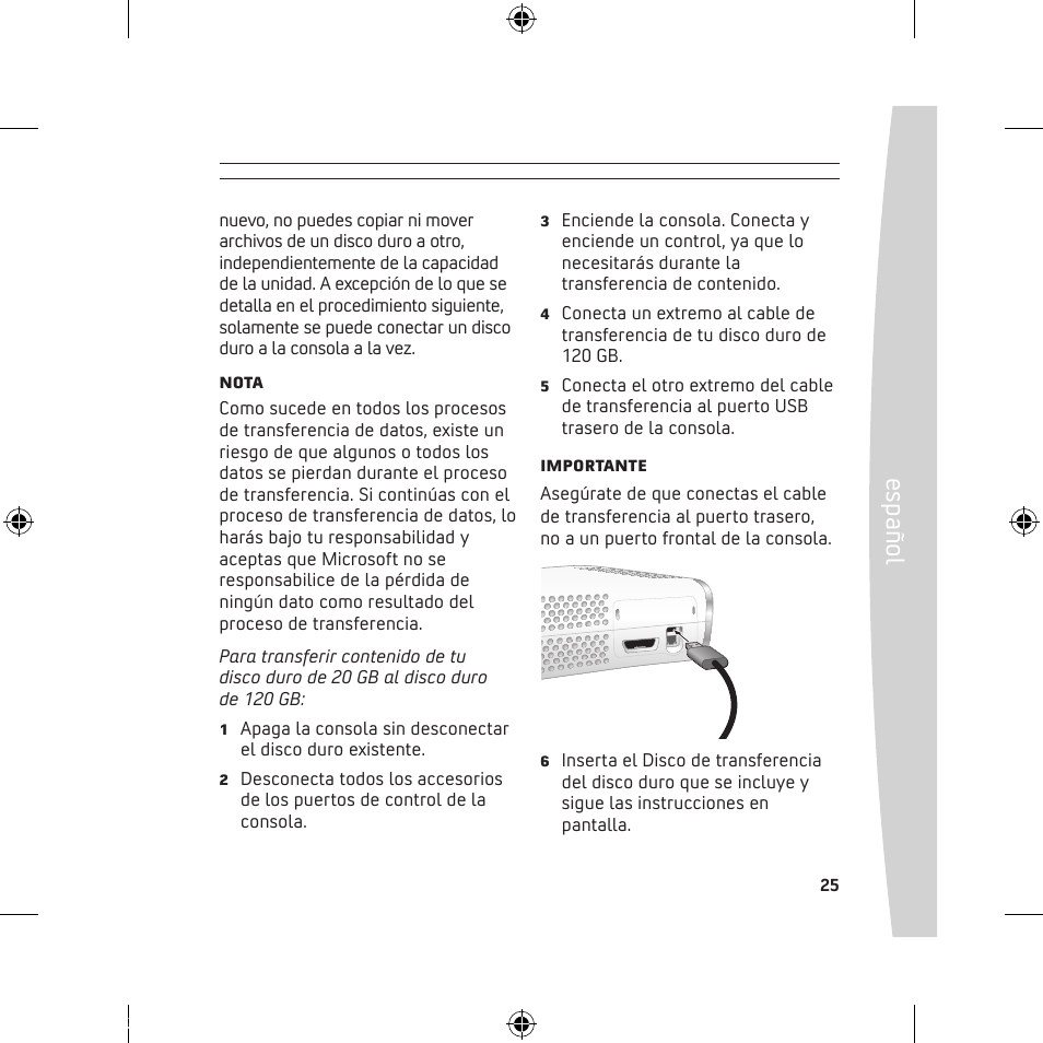Es pa ño l | Microsoft 120 GB Hard Drive User Manual | Page 25 / 44