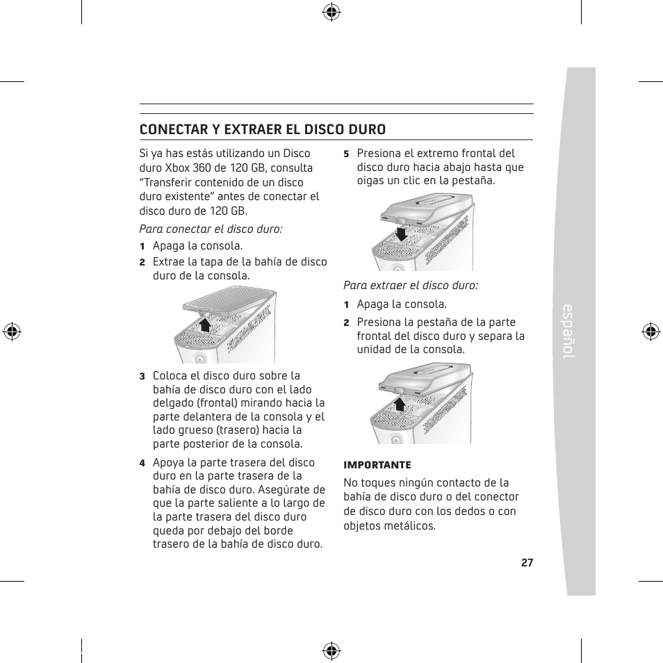 Es pa ño l | Microsoft 120 GB Hard Drive User Manual | Page 27 / 44