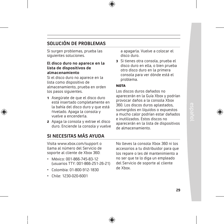 Es pa ño l | Microsoft 120 GB Hard Drive User Manual | Page 29 / 44