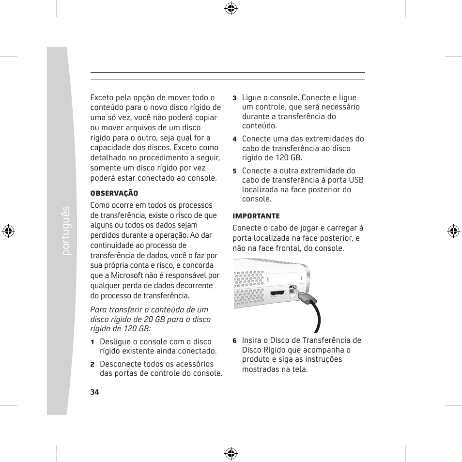 Po rt ug uê s | Microsoft 120 GB Hard Drive User Manual | Page 34 / 44